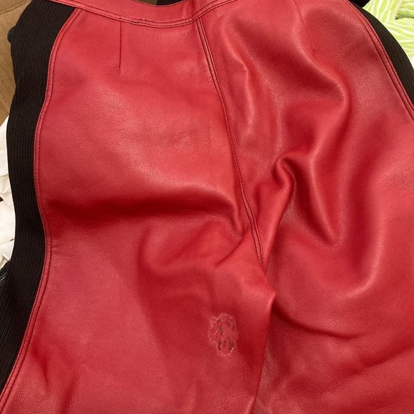junior gaultier futuristic red pleather zipper pants size 40 - Picture 3 of 4